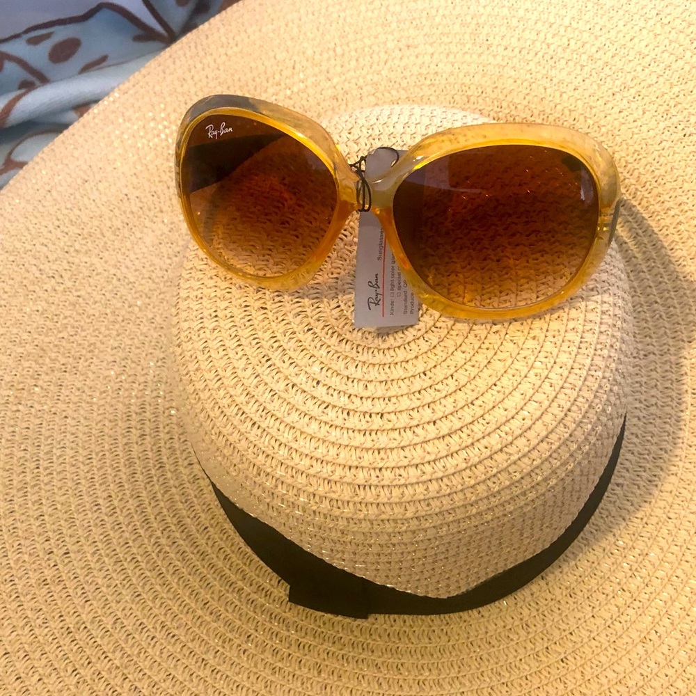NIB blue and yellow acrylic Ray-Ban sunglasses